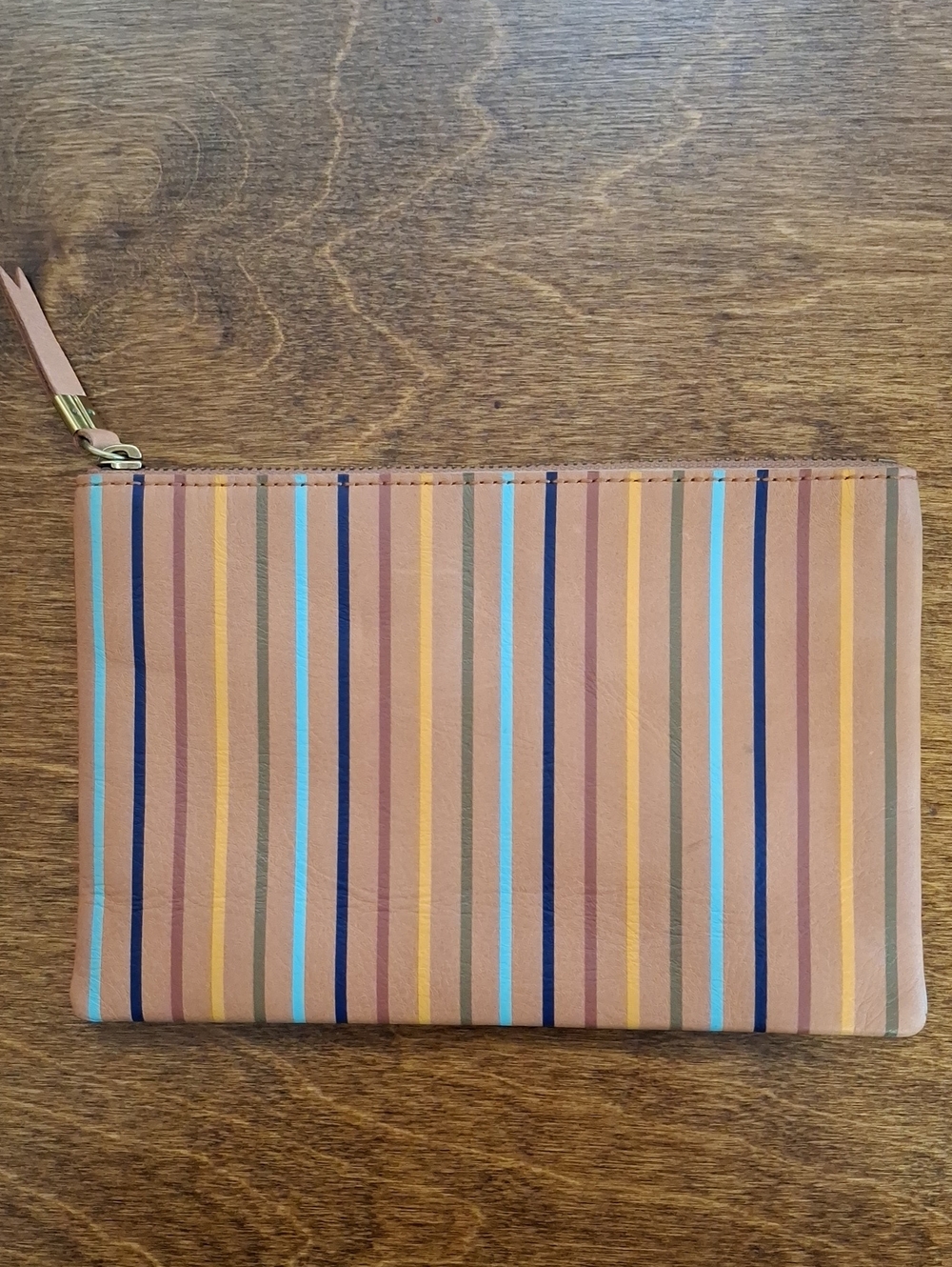 NWT Madewell Striped Tan Multicolor Zip Pouch_1
